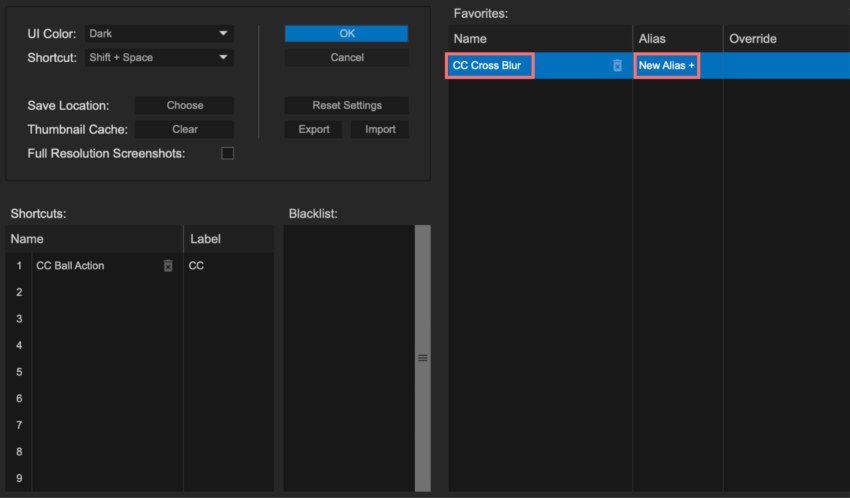 Adobe After Effects 無料 プラグイン Free Plugin FX Console 使い方 機能 解説  設定 Add New Effects Alias