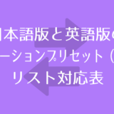 After Effects日本語版と英語版のアニメーションプリセット（TEXT）リスト対応表