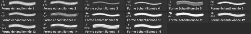 Photoshopのプランツブラシセットの実際のブラシ内容画像