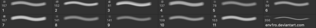 Photoshopのスキンレタッチブラシセットの実際のブラシ内容画像
