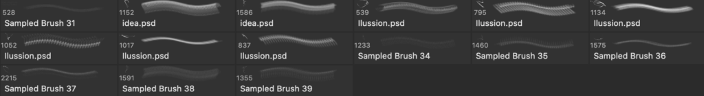 Photoshopのエネルギーブラシセットの実際のブラシ内容画像