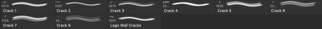 Photoshopのクラックブラシセットの実際のブラシ内容画像