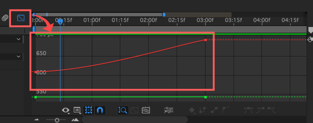 Adobe After Effects イージーイーズアウトのグラフエディタ変化