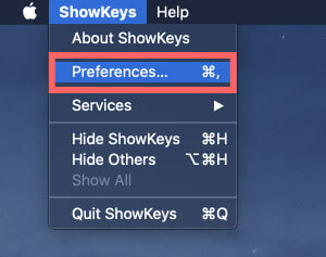 ShowKeys からPreferenceを開く