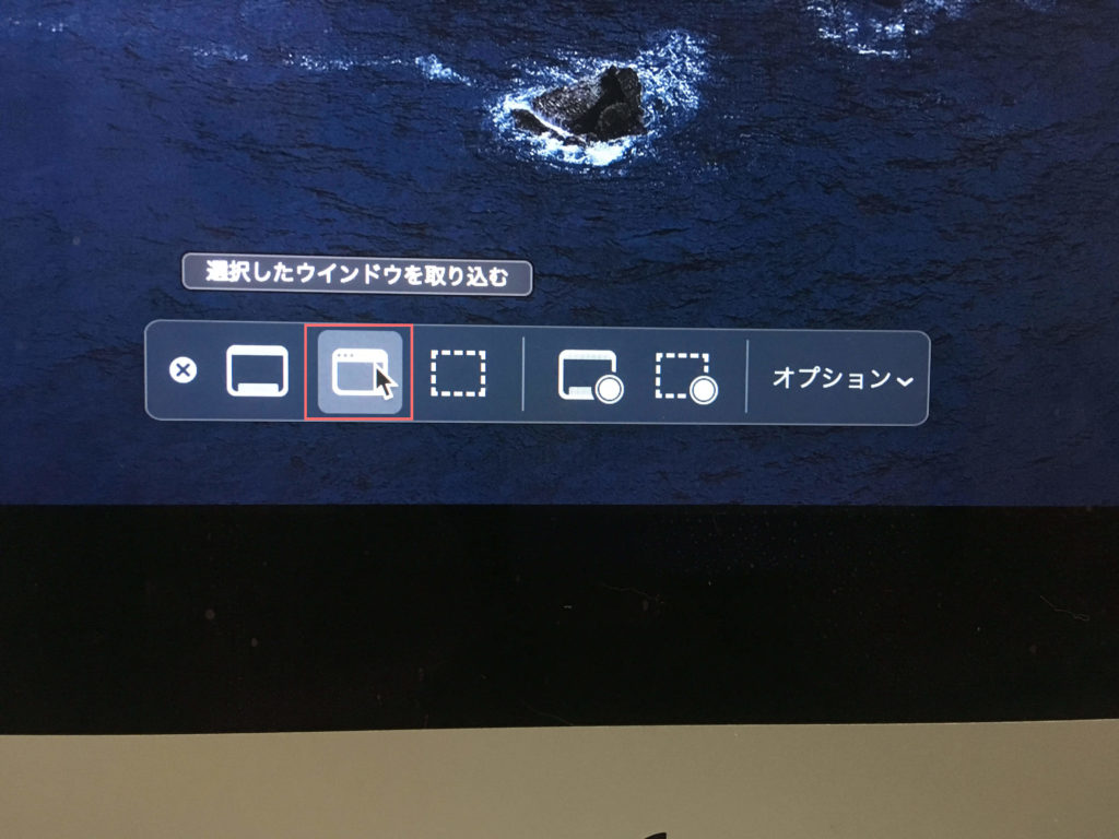 選択したウインドウを取り込む