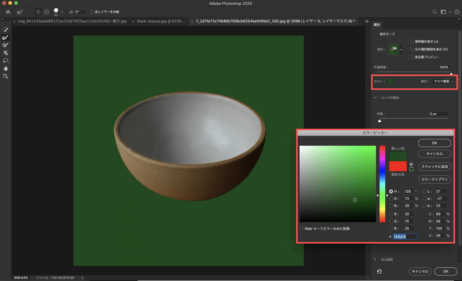 Adobe CC Photoshop フォトショップ 切り抜き 髪の毛 簡単 切り抜き 自動選択ツール 選択とマスクのカラーピッカー