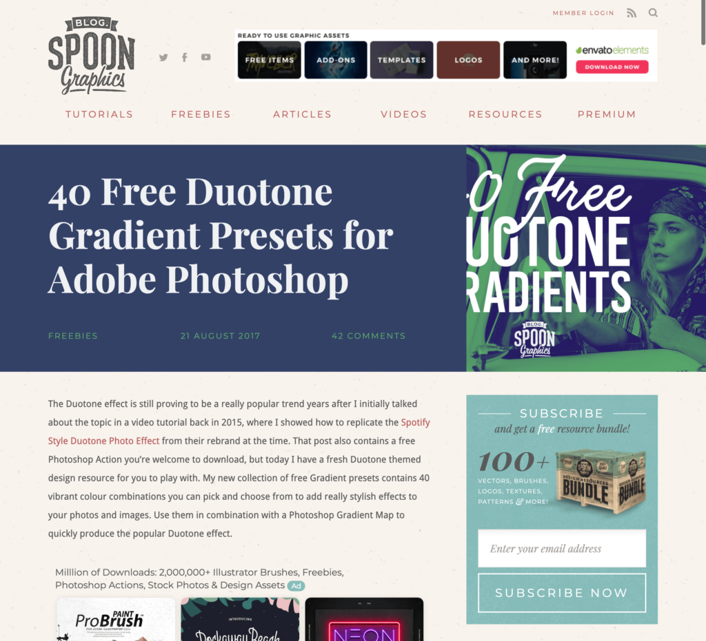 『40 Free Duotone Gradients』配布サイト