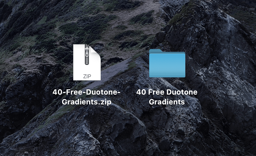 『40-Free-Duotone-Gradients.zip』がダウンロードされる