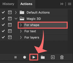 Photoshop 無料 アクション Magic 3D 使い方 For shape