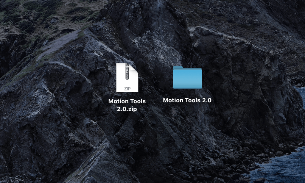 ダウンロードした『 Motion Tools 2 』の.zipファイルを開く
