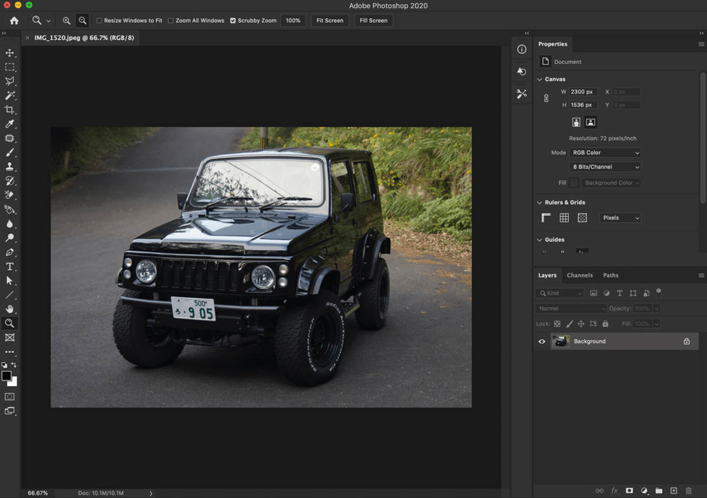 Photoshopを開き、アクションを適用した素材を読み込む