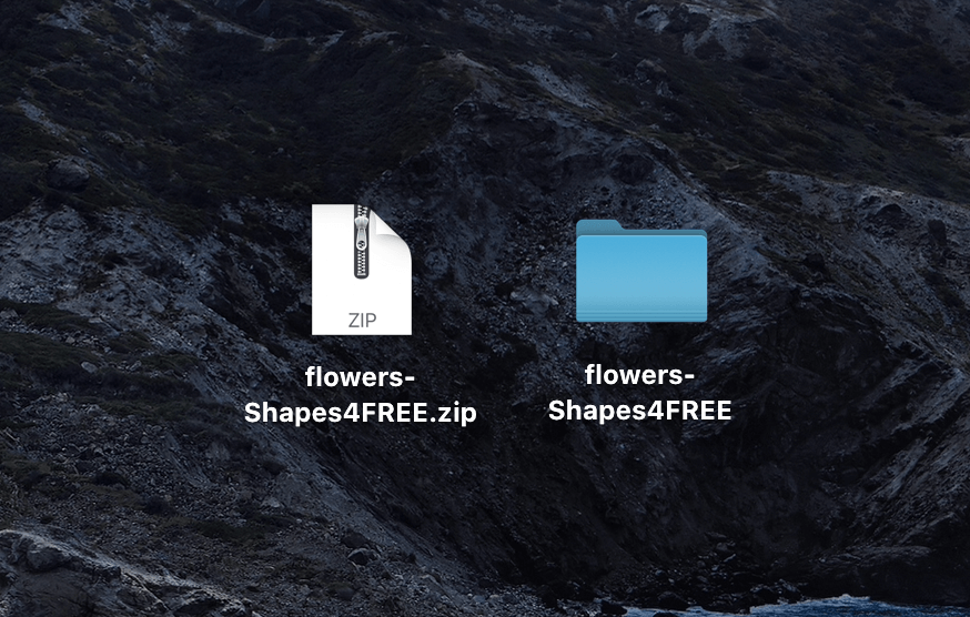 『flowers-Shapes4FREE』という.zipファイルがダウンロードされる