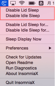 チェック中はスリープしない Disable Lid Sleep