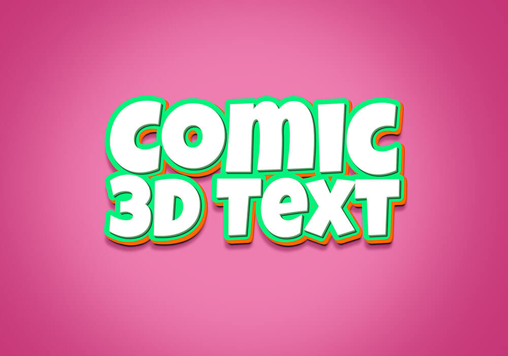 Photoshop Free Cute Pop Text Effect Preset フォトショップ 無料 テキストエフェクト プリセット かわいい ポップ サムネイル デザイン 3D Comic Text Effect PSD