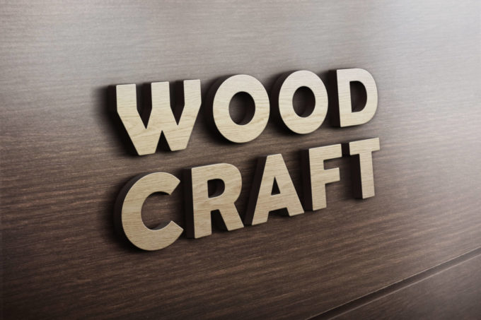 Photoshop Free Wood Text Effect Preset フォトショップ 無料 テキストエフェクト プリセット 木目 サムネイル デザイン 3D Wooden Logo MockUp