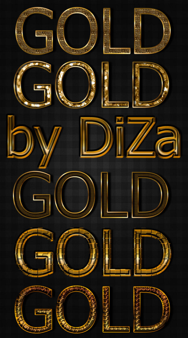 Photoshop Free Text Effect Preset Gold フォトショップ 無料 金 テキストエフェクト プリセット サムネイル デザイン 6 gold text styles