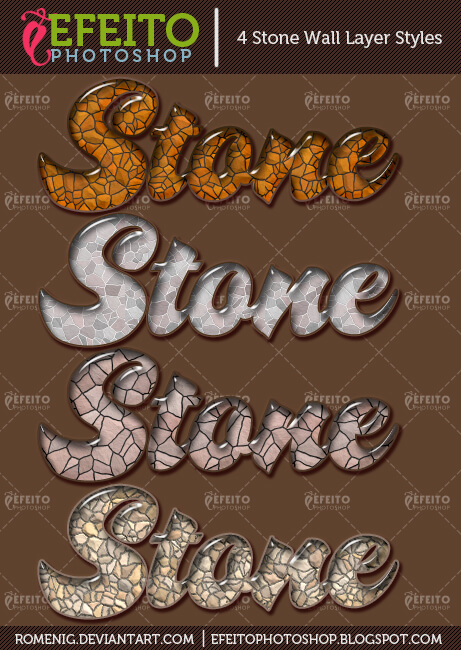 Photoshop Free Layer Style Stone Rock Preset psdフォトショップ 無料 レイヤースタイル プリセット 石 岩 サムネイル デザイン 素材 4 STONE WALL LAYER STYLES