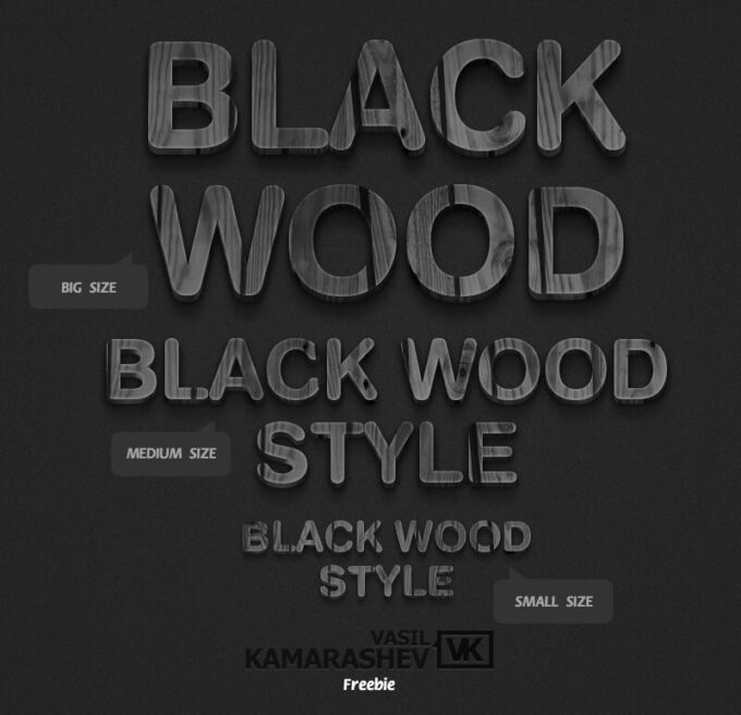 Photoshop Free Text Effect Wood Preset psdフォトショップ 無料 テキストエフェクト プリセット 木目 サムネイル デザイン 素材 3D Black Wood Style