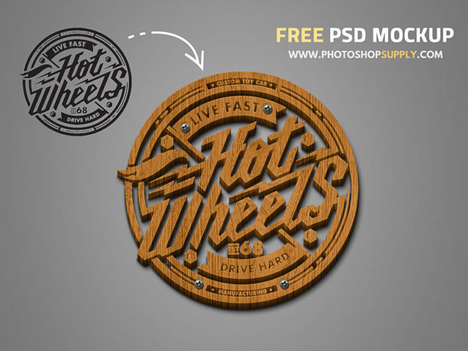 Photoshop Free Text Effect Wood Preset psdフォトショップ 無料 テキストエフェクト プリセット サムネイル デザイン 素材 Wood Logo Mockup