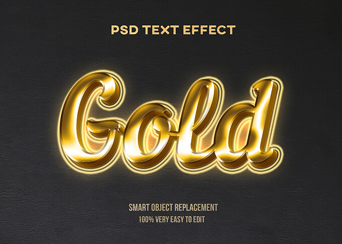 Photoshop Free Text Effect Gold Preset フォトショップ 無料 テキストエフェクト プリセット サムネイル デザイン おすすめ 素材 Gold shiny glossy