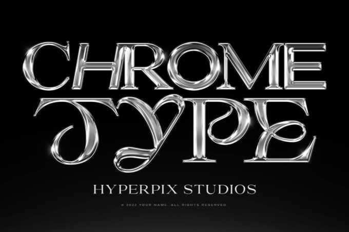 Photoshop Free Text Effect Metal Preset psd フォトショップ 無料 テキストエフェクト プリセット サムネイル デザイン 素材 Hyperpix Free Chrome