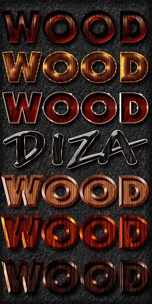 Photoshop Free Text Effect Wood Preset psdフォトショップ 無料 テキストエフェクト プリセット 木目 サムネイル デザイン 素材 Wood Layer Styles
