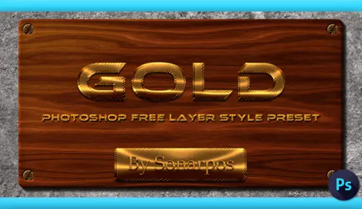 Photoshop Free Layer Style Preset Gold フォトショップ 無料 金 プリセット サムネイル 素材