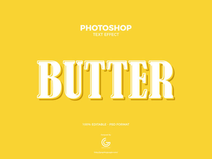 Photoshop Free Text Effect Food Preset psd フォトショップ 無料 テキストエフェクト プリセット 金 サムネイル デザイン Butter