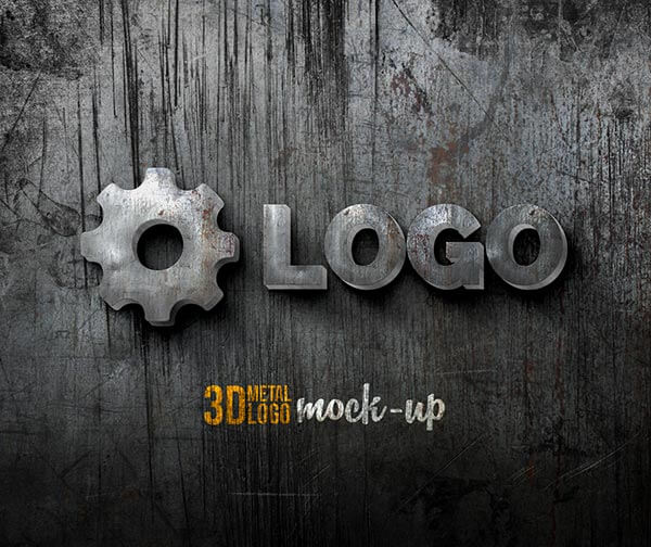 Photoshop Free Text Effect Metal Preset psd フォトショップ 無料 テキストエフェクト プリセット サムネイル デザイン 3D Metal Logo MockUp