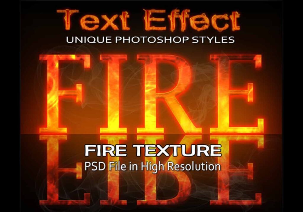 Photoshop Free Text Effect Glow Preset psd フォトショップ 無料 テキストエフェクト プリセット 炎 火 サムネイル デザイン 素材 Fire