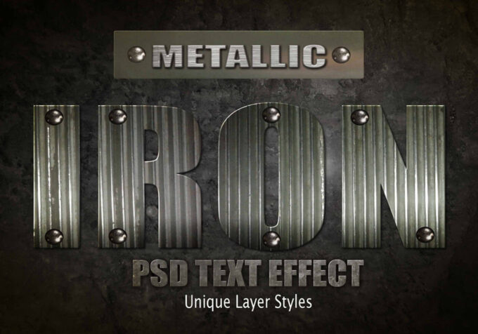 Photoshop Free Text Effect Horror Preset psd フォトショップ 無料 テキストエフェクト ハロウィーン 血文字 プリセット サムネイル デザイン 素材 Iron Metallic