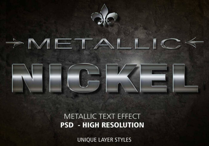 Photoshop Free Text Effect Metal Preset psd フォトショップ 無料 テキストエフェクト プリセット サムネイル デザイン Nickel Metallic