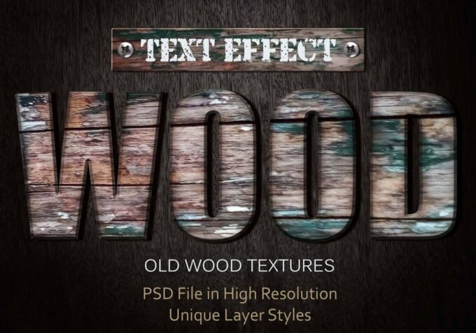 Photoshop Free Text Effect Wood Preset psd フォトショップ 無料 テキストエフェクト プリセット 木目 サムネイル デザイン 素材 Old Wood