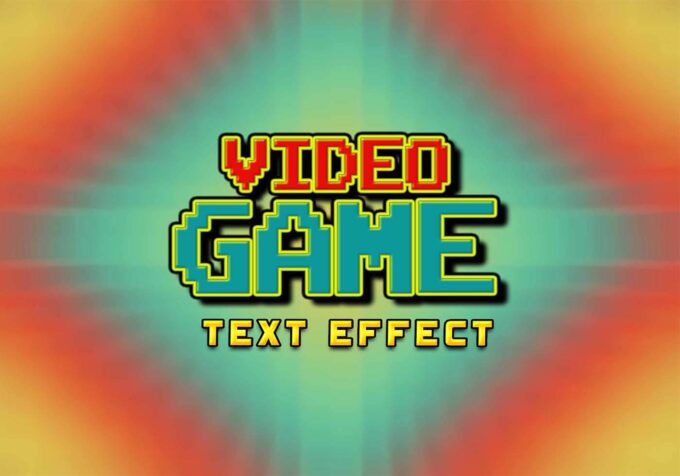 Photoshop Free Text Effect Preset psd フォトショップ 無料 テキストエフェクト プリセット サムネイル デザイン Retro Video Game