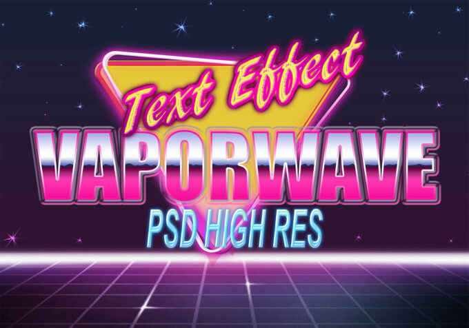 Photoshop Free Text Effect Retro Vintage Preset psd フォトショップ 無料 テキストエフェクト レトロ ビンテージ プリセット サムネイル デザインVaporwave