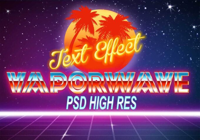 Photoshop Free Text Effect Vintage Preset psd フォトショップ 無料 テキストエフェクト プリセット サムネイル デザイン 手書き Vaporwave Retro