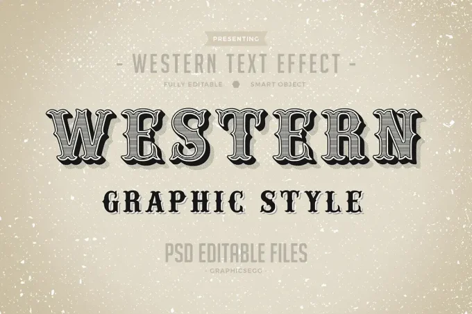 Photoshop Free Text Effect Retro Preset psd フォトショップ 無料 テキストエフェクト プリセット サムネイル デザイン 素材 Western style