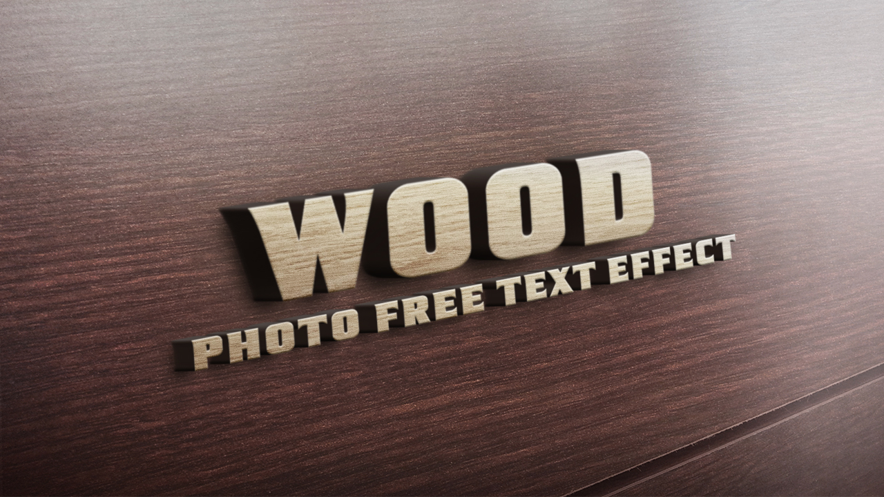 Photoshop Free Wood Text Effect Preset フォトショップ 無料 テキストエフェクト プリセット 木目 サムネイル デザイン Woody Poster Text effect