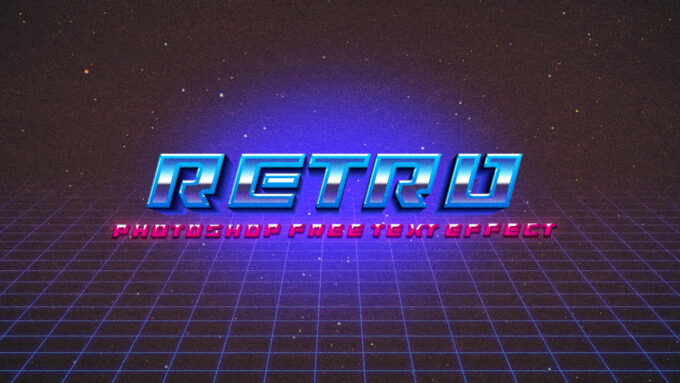 Photoshop Free Retro Vintage Text Effect Preset フォトショップ 無料 テキストエフェクト プリセット レトロ ビンテージ サムネイル デザイン 80s Retro Typography Effect