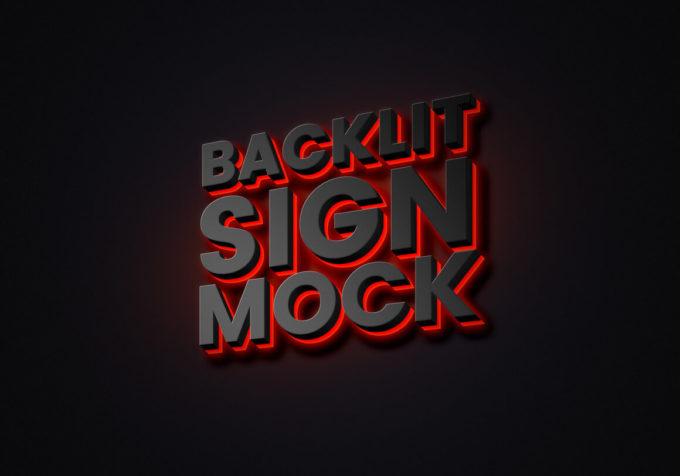 Photoshop Free Text Effect 3D Preset psd  フォトショップ 無料 テキストエフェクト プリセット 立体 サムネイル デザイン Backlit Sign Mockup