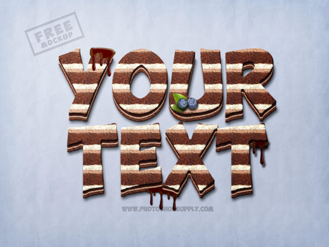 Photoshop Free Cute Pop Text Effect Preset フォトショップ 無料 テキストエフェクト プリセット かわいい ポップ サムネイル デザイン Chocolate Cake Photoshop Text Mockup