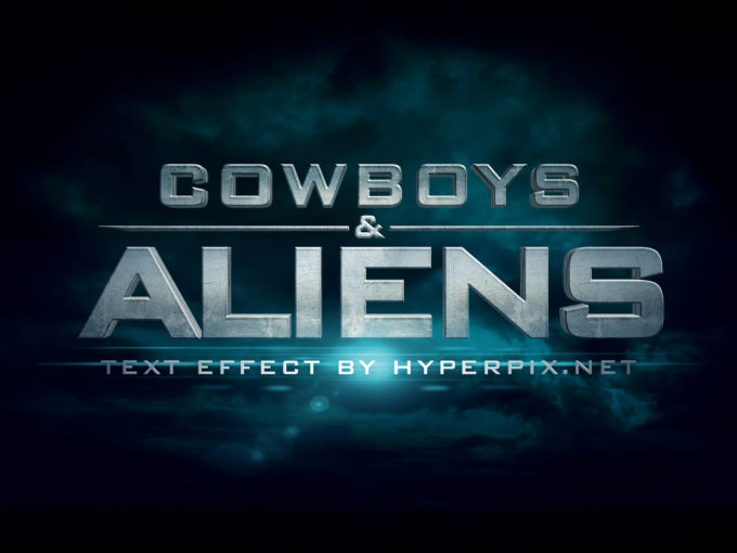 Photoshop Free Movie Text Effect Preset Cinema Movie フォトショップ 無料 テキストエフェクト プリセット 映画 サムネイル デザイン Cowboys & Aliens