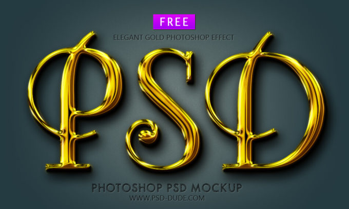 Photoshop Free Text Effect Preset Gold フォトショップ 無料 金 テキストエフェクト プリセット サムネイル デザイン Elegant Gold Photoshop Effect
