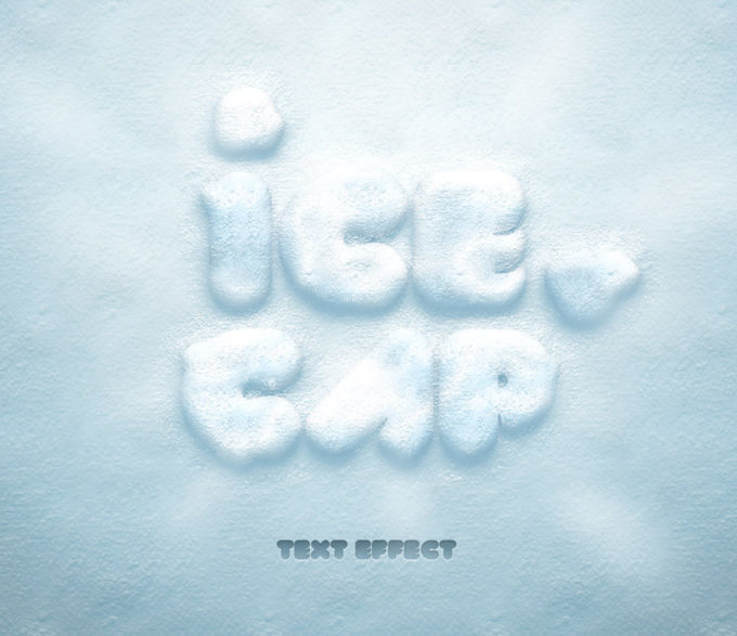 Photoshop Free Snow Ice Text Effect Preset フォトショップ 無料 テキストエフェクト プリセット 雪 氷 サムネイル デザイン IceCap Text Effect