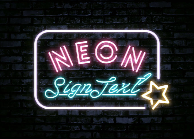 Photoshop Free Neon Text Effect Preset フォトショップ 無料 テキストエフェクト プリセット ネオン サイバー サムネイル デザイン Neon Sign Text Effect