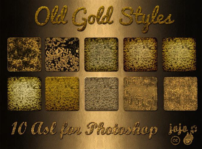 Photoshop Free Layer Style Preset Gold フォトショップ 無料 レイヤースタイル プリセット 金 サムネイル 素材 Old Gold Styles