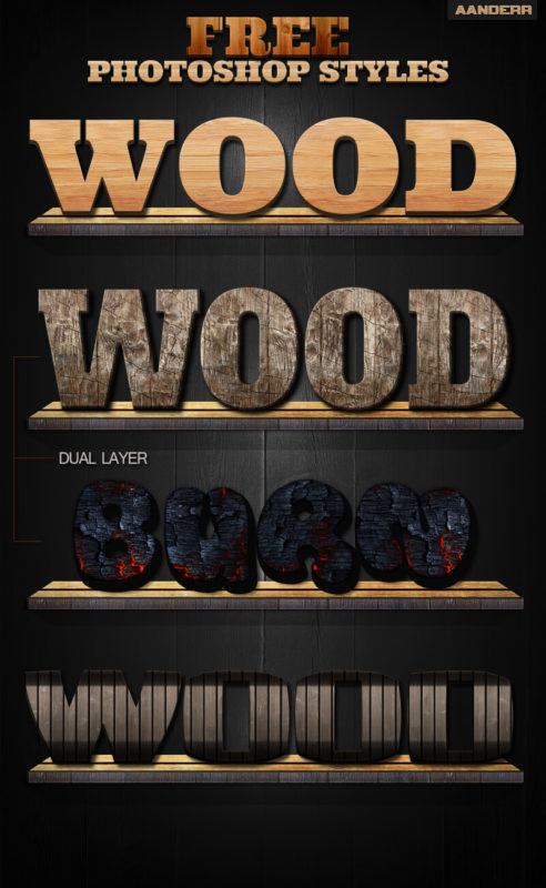 Photoshop Free Wood Text Effect Preset フォトショップ 無料 テキストエフェクト プリセット 木目 サムネイル デザイン Styles