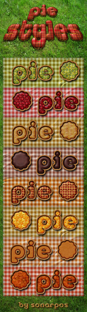 Photoshop Free Layer Style Preset Food asl フォトショップ 無料 食べ物 プリセット サムネイル 素材 Pie styles