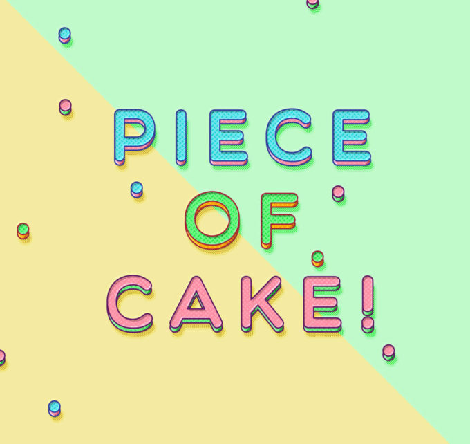 Photoshop Free Cute Pop Text Effect Preset フォトショップ 無料 テキストエフェクト プリセット かわいい ポップ サムネイル デザイン Piece of Cake Psd Text Effect