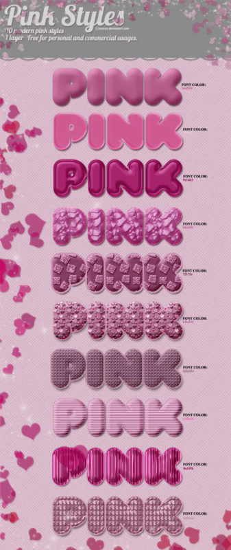 Photoshop Free Layer Style Preset Cute asl フォトショップ 無料 かわいい プリセット サムネイル 素材 Pink Styles